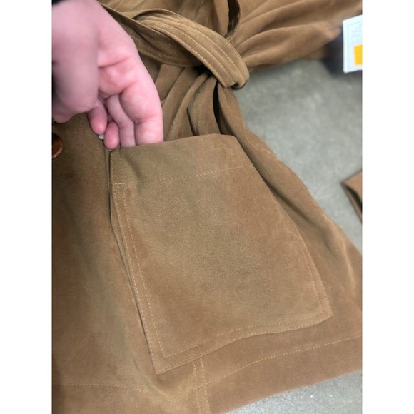 BRIGGS NEW YORK Suede style Belted Jacket Blazer Camel Brown Size XL fits‎ small - Picture 5 of 8